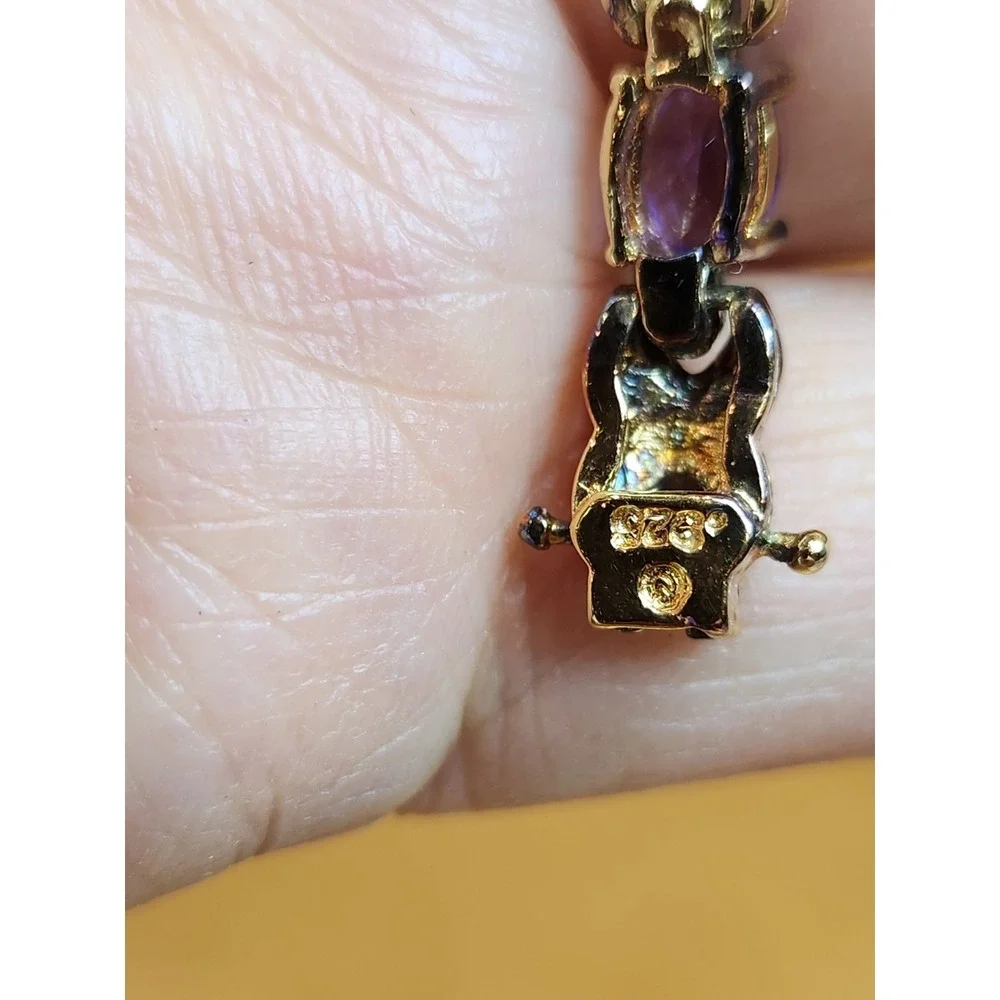 Sterling Silver Amethyst Tennis‎ Bracelet 7.25